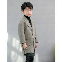 YueBin童装男童毛呢外套2020秋冬新款儿童呢子大衣加棉加厚中长款韩版潮毛衣