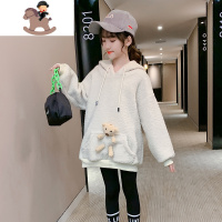 YueBin女童卫衣加绒中长款秋冬装2020新款洋气加厚上衣中大儿童韩版女孩卫衣童