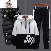 YueBin秋冬季12-13-14-15-16岁初中学生大童男孩子加绒加厚卫衣三件套装卫衣童