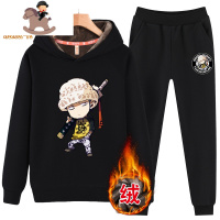 YueBin男童加绒卫衣带帽子冬天冬款连帽上衣中大童保暖套装打底衫两件套卫衣童