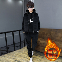 YueBin青少年男装加绒卫衣三件套装金丝绒15岁12大童13初中学生加厚冬装卫衣童