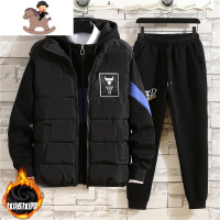 YueBin青少年加绒卫衣男秋冬款大童男装12-15岁加厚外套学生三件套装14卫衣童