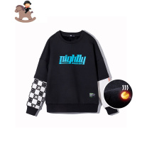 YueBin男童加绒卫衣潮童假两件套头上衣加厚长袖冬装小学生打底绒衫卫衣童