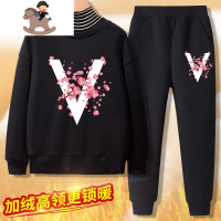 YueBin女童冬季卫衣加绒2020新款大童秋冬加厚运动套装儿童保暖冬装上衣卫衣童