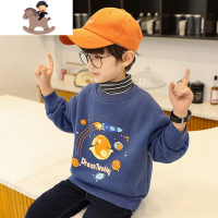 YueBin童装男童加绒套头卫衣2021冬装新款儿童加厚打底衫中大童卫衣童