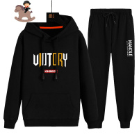 YueBin秋冬季棉加绒加厚卫衣大童男孩衣服初中学生青少年潮流运动套装卫衣童