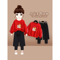 YueBin女童卫衣加绒2020新款韩版裤子儿童时髦过年冬装女宝宝洋气两件套卫衣童