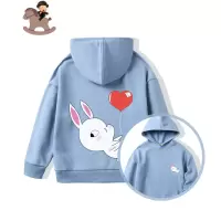 YueBin2020秋冬新款中小女童洋气上衣外套帽衫加绒可爱兔子女宝宝厚卫衣卫衣童