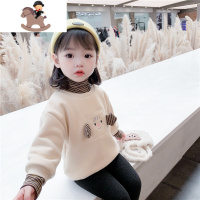 YueBin女童加绒卫衣秋冬2020新款女宝宝高领套头加厚儿童上衣冬装保暖潮卫衣童