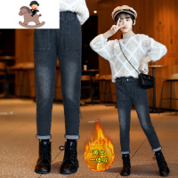 YueBin女童加绒牛仔裤子冬季中大童弹力修身儿童装加厚保暖外穿打底长裤裤子