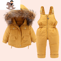 YueBin新款儿童羽绒连体背带裤套装冬加厚男女3宝宝5外穿棉裤保暖连体裤裤子