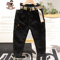 YueBin2020冬季新款儿童长裤韩版男童女童加绒加厚牛仔裤1751裤子童