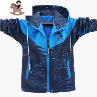 YueBin男童冲锋衣2020加绒中大童儿童春秋装双面穿摇粒绒胖户外外套童装外套童