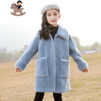 YueBin冬装女童羊羔绒大衣学生儿童加厚韩版洋气外套女孩中长款休闲外衣外套童