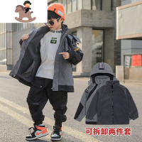 YueBin男童加绒冲锋衣外套三合一可拆卸2020新款秋冬装中大童加厚派克服外套童