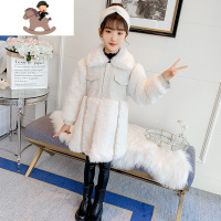 YueBin女童冬季外套2020新款儿童中大童洋气一体冬装女孩韩版仿皮草外套童