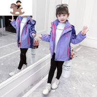 YueBin女童冲锋衣外套秋装2020新款儿童春秋冬户外服6中大童7三合一15岁外套童
