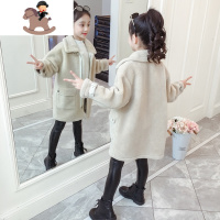YueBin儿童羔绒外套秋冬装2020新款洋气女童双面绒女大童羔毛大衣外套童