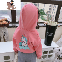 YueBin2020中小童冬季新款连帽拉链开衫 儿童后背可爱印花卡通图案外套外套童