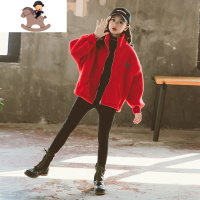 YueBin女童羔绒外套秋冬装新款儿童洋气加厚保暖毛毛衣女孩童装拉链衫外套童