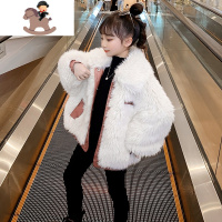 YueBin女童毛毛仿皮草外套2020新款儿童时髦一体冬装上衣小女孩衣服外套童