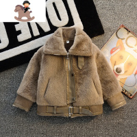 YueBin男童加绒皮草外套2020新款儿童男宝宝小童皮毛一体大衣秋冬装童装外套童