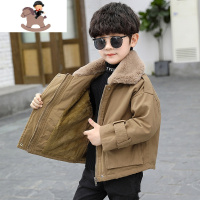 YueBin男童加绒加厚外套秋冬款2020新款中大童洋气男孩冬季貂绒派克服潮外套童