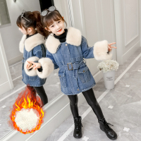 YueBin女童牛仔外套加绒秋冬2020新款洋气冬装儿童小女孩加厚上衣韩版潮外套童