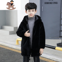 YueBin男童冬装加厚外套2020新款韩版中大童仿皮草加绒大衣儿童毛毛衣潮外套童