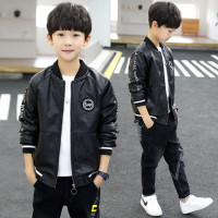 YueBin男童皮衣2020秋冬款男孩洋气加绒皮夹克中大童加厚外套儿童冬装外套童