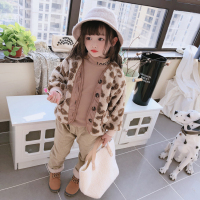 YueBin童装2020冬季宽松中小童舒适外衣 女童宝宝加绒加厚保暖豹纹外套外套童