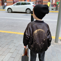YueBin男童外套加厚男宝宝秋冬款洋气小孩加棉上衣儿童星空棒球服外套童