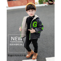 YueBin男童羔绒仔外套2020秋冬新款儿童连帽加绒加厚帅气仔衣洋气外套童