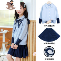 YueBin女童学院风套装大童秋冬洋气jk新年2020新款网红过年儿童两件套裙套装童