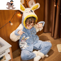 YueBin女童珊瑚绒睡衣儿童秋冬季加厚法兰绒中大孩童保暖家居服网红套装套装童