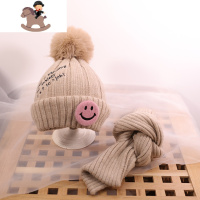 YueBin儿童帽子围巾套装宝宝女童毛线帽护耳秋冬季男童小孩潮男孩中大童套装童