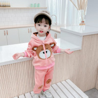 YueBin女宝宝加绒加厚金丝绒套装2020新款秋冬季儿童韩版洋气女孩时髦潮套装童