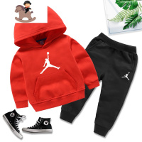 YueBin男童连帽衫秋装卫衣套装中小童春秋季新款棉女长袖长裤两件套潮套装童