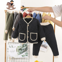 YueBin1-5岁3冬季儿童夹棉套装加棉加厚男童棉服2女宝宝棉衣棉裤两件套4套装童