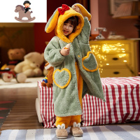 YueBin儿童睡衣秋冬季加绒加厚珊瑚绒女童宝宝法兰绒家居服女孩睡袍套装套装童