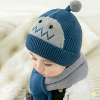 YueBin婴儿帽子围巾套装秋冬季男童毛线帽1一周岁半3女宝宝加绒婴幼儿童套装童