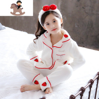 YueBin儿童加厚秋冬季法兰绒女童睡衣珊瑚绒中大童女孩家居服母女套装潮套装童