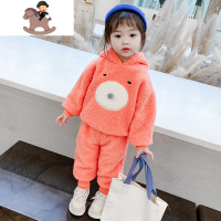 YueBin女童宝宝加绒加厚套装秋冬装2020新款洋气小儿童冬季羔毛两件套套装童