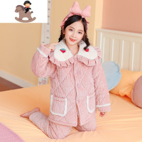 YueBin女童法兰绒睡衣儿童公主家居服冬季新款加棉加厚中大童保暖套装10套装童