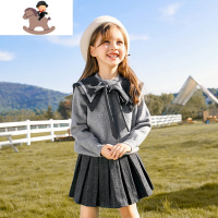 YueBin女童网红毛衣套装春秋两件套洋气学院风童装时髦潮儿童运动套装女套装童