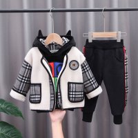 YueBin男童冬装套装宝宝棉衣加厚两件套小童加绒秋冬装2020新款1一3岁潮套装童