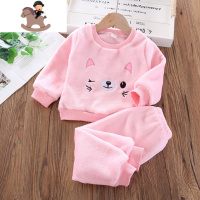 YueBin新款秋冬季婴儿童珊瑚绒睡衣男童女童宝宝家居服加厚法兰绒套装潮套装童