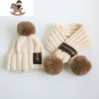 YueBin婴儿幼儿秋冬季宝宝儿童毛线针织帽子围巾两件围脖保暖男女童套装套装童