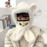 YueBin儿童帽子围巾一体套装男童女童可爱防风加绒护耳帽宝宝秋冬季保暖套装童