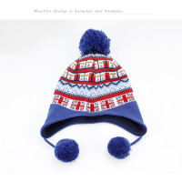 YueBin1-8岁米字旗儿童冬季毛线帽潮针织帽加绒护耳帽时尚百搭围巾套装套装童